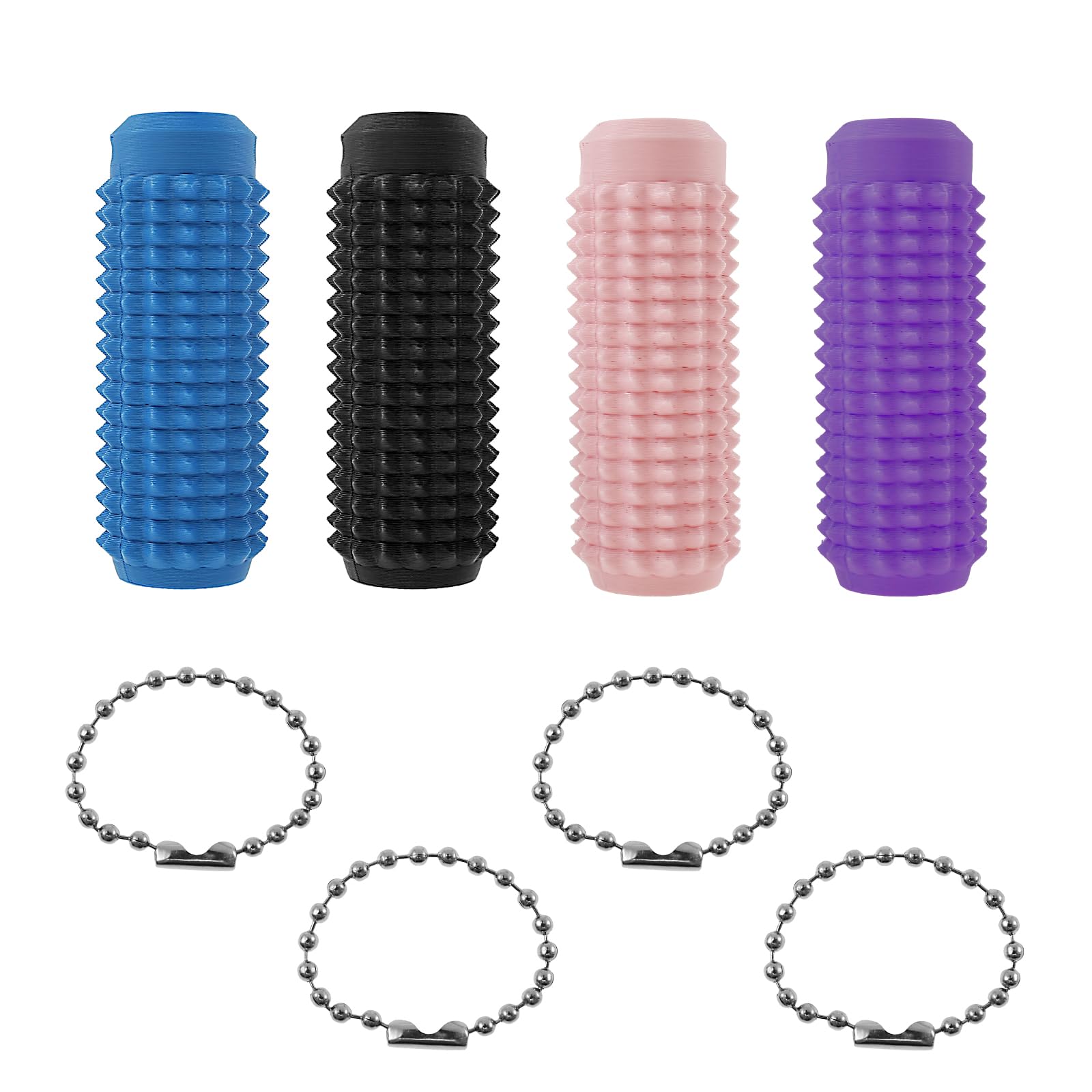 Foppla 4Pcs Spiky Grippie Stim Keychain,Sensory Stimming Anxiety Stress Relief Calming Toy Keychain,Small Reusable Spiky Massage Pendant for Adults Kids Teens Focus in Office Classroom