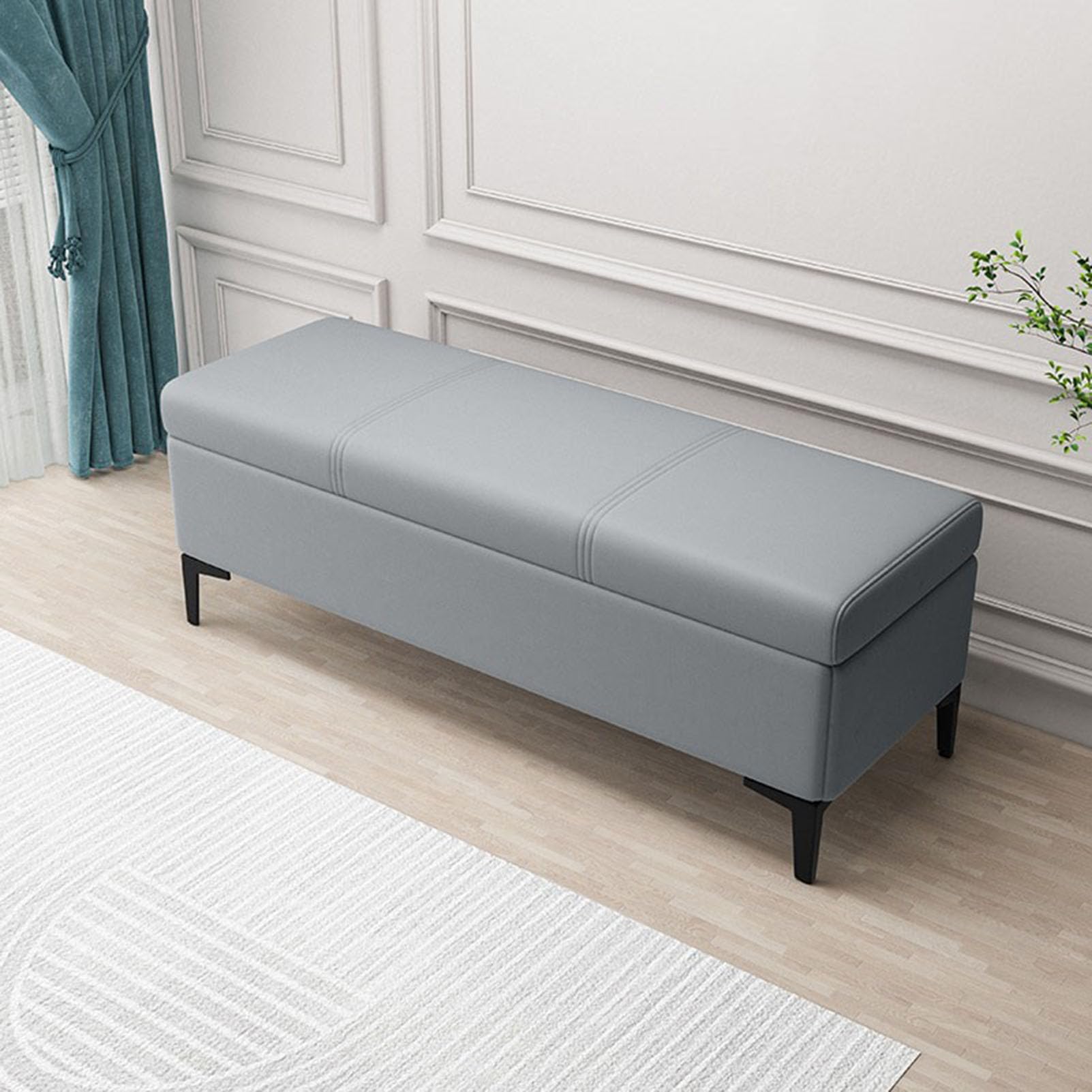GDMDPTE Leather Upholstered Storage Bench with Hidden Compartment Ottoman Footrest Perfect for Blankets and Toys Multipurpose Footstool and Shoe Changing Bench
