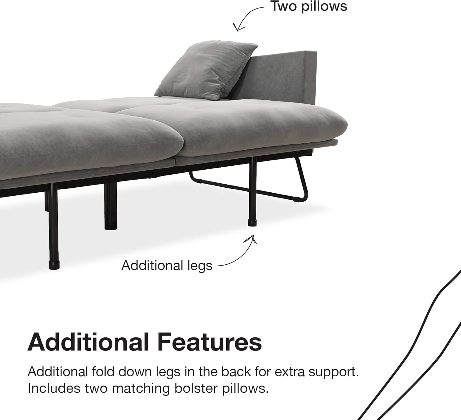 Mr. Kate Neely Bolster Pillow Futón de terciopelo, color gris Yaxa Store