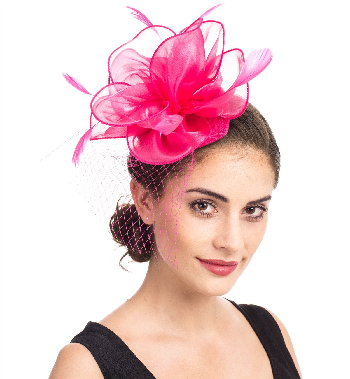 SAFERINWomen's Fascinators Feathers Tea Party Hat Veil Headband with Hair Clip for Cocktail Church
