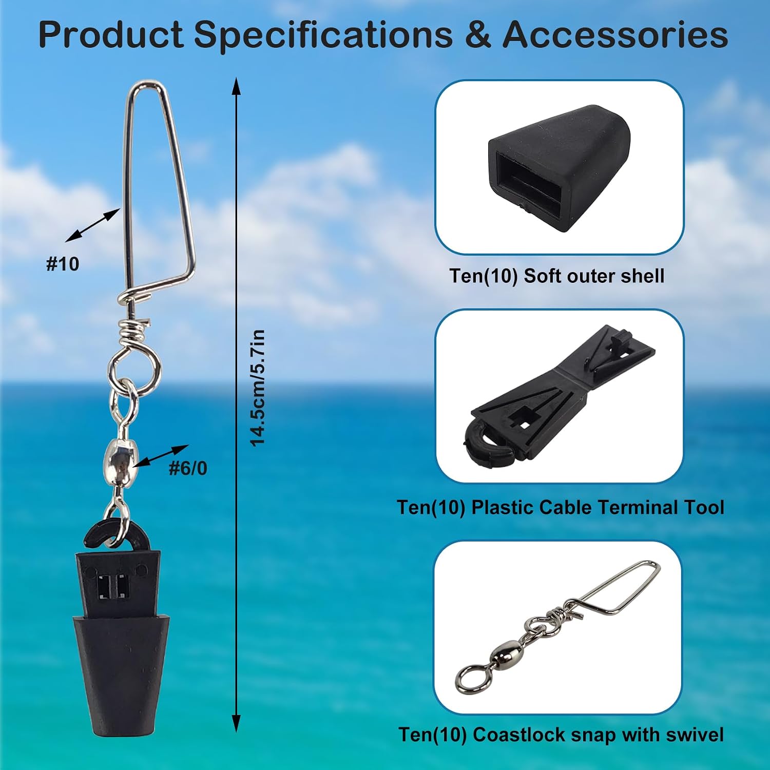 EUPHENG 10PCS Downrigger Cable Terminator Kit, Fast & Reliable, No Special Tools Required, Ideal for Both Salt and Freshwater