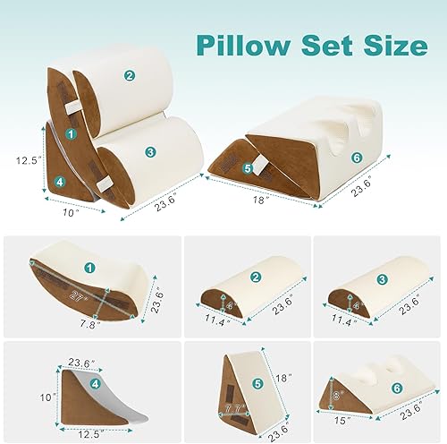 Miniatura 2 de Hansleep Juego de 6 almohadas ortopédicas de cuña para dormir, juego de almohadas postoperatorias ajustables para aliviar el dolor corporal, espalda