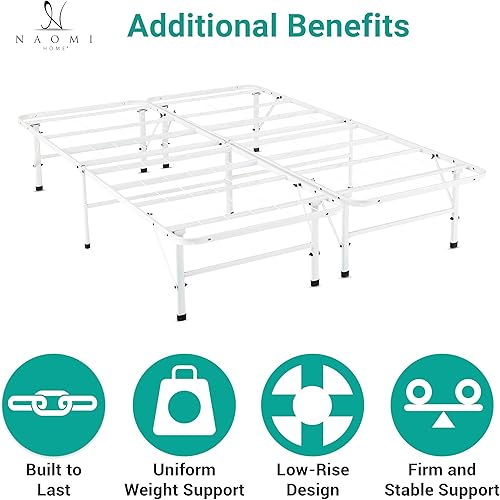 Miniatura 36 de Naomi Home Base de cama de metal de 14 pulgadas con plataforma de metal de alta resistencia (no necesita somier), color negro Negro -,Natural,Blanco