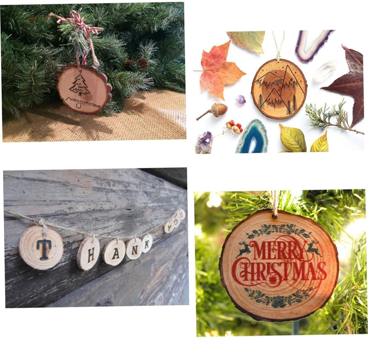 Uonlytech 50pcs Boho Home Decor Wood Slices Twine for DIY Centerpieces Coasters Craft Projects