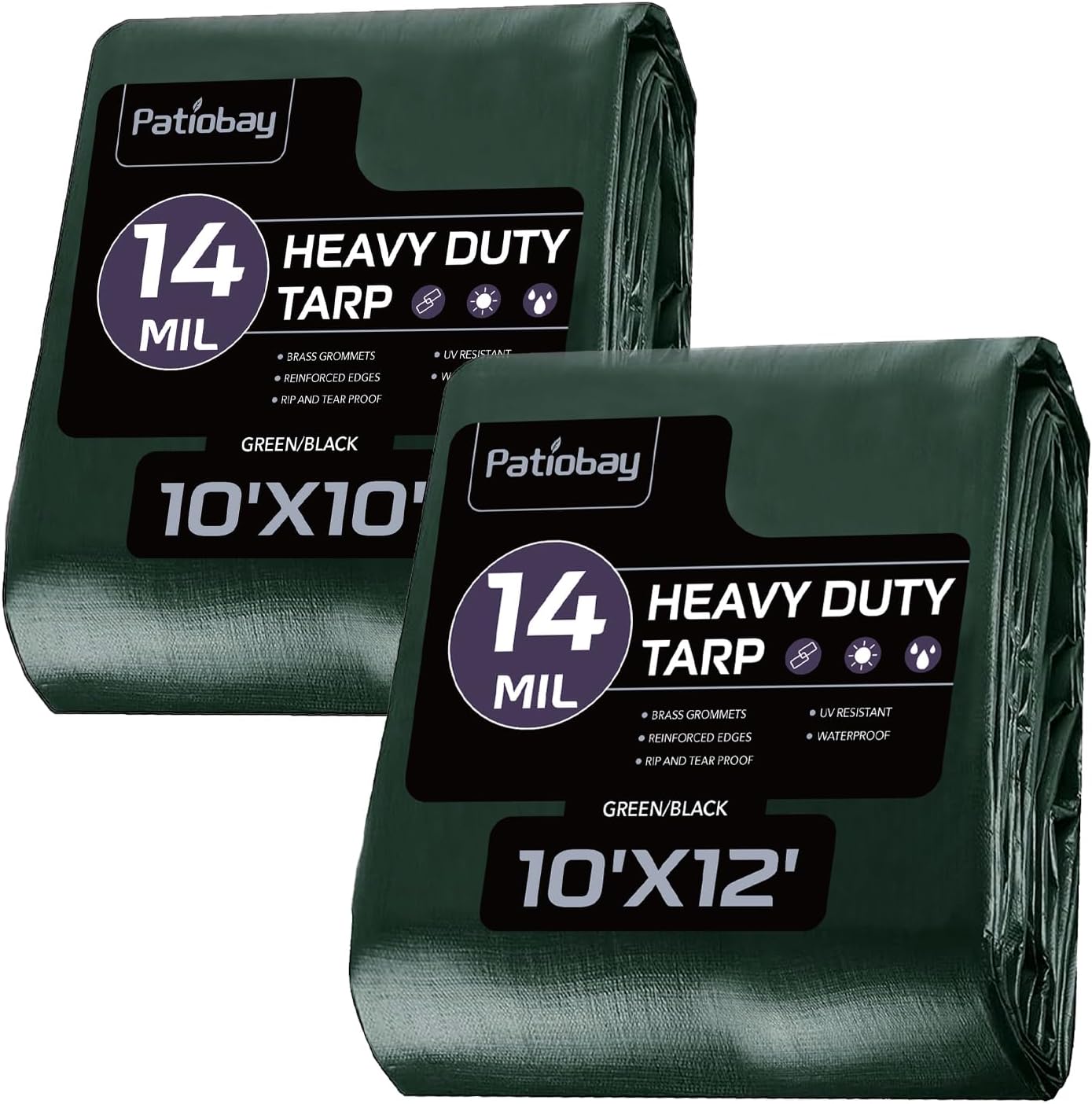 Tarp 14 Mil Large, Waterproof Tarps Heavy Duty with Grommets Every 23.6", Thick Plastic, UV Resistant Tear&Fade Resistant, Reinforced Edges for Outdoor Pool Camp Tent