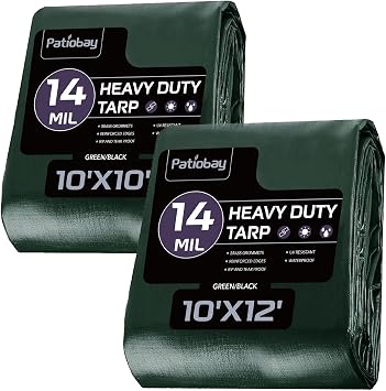 Tarp 14 Mil Large, Waterproof Tarps Heavy Duty with Grommets Every 23.6", Thick Plastic, UV Resistant Tear&Fade Resistant, Reinforced Edges for Outdoor Pool Camp Tent
