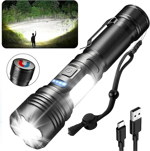 Miniatura 9 de Subleef Linterna LED recargable, lúmenes altos, 7 modos, impermeable, magnética, de mano, para emergencias al aire libre, senderismo, camping