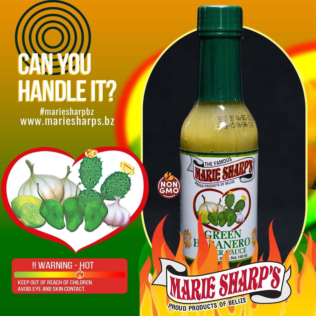Marie Sharp’s Green Habanero Hot Pepper Sauce 10 Oz, Mild–Medium Heat | All-Natural Belizean Hot Sauce
