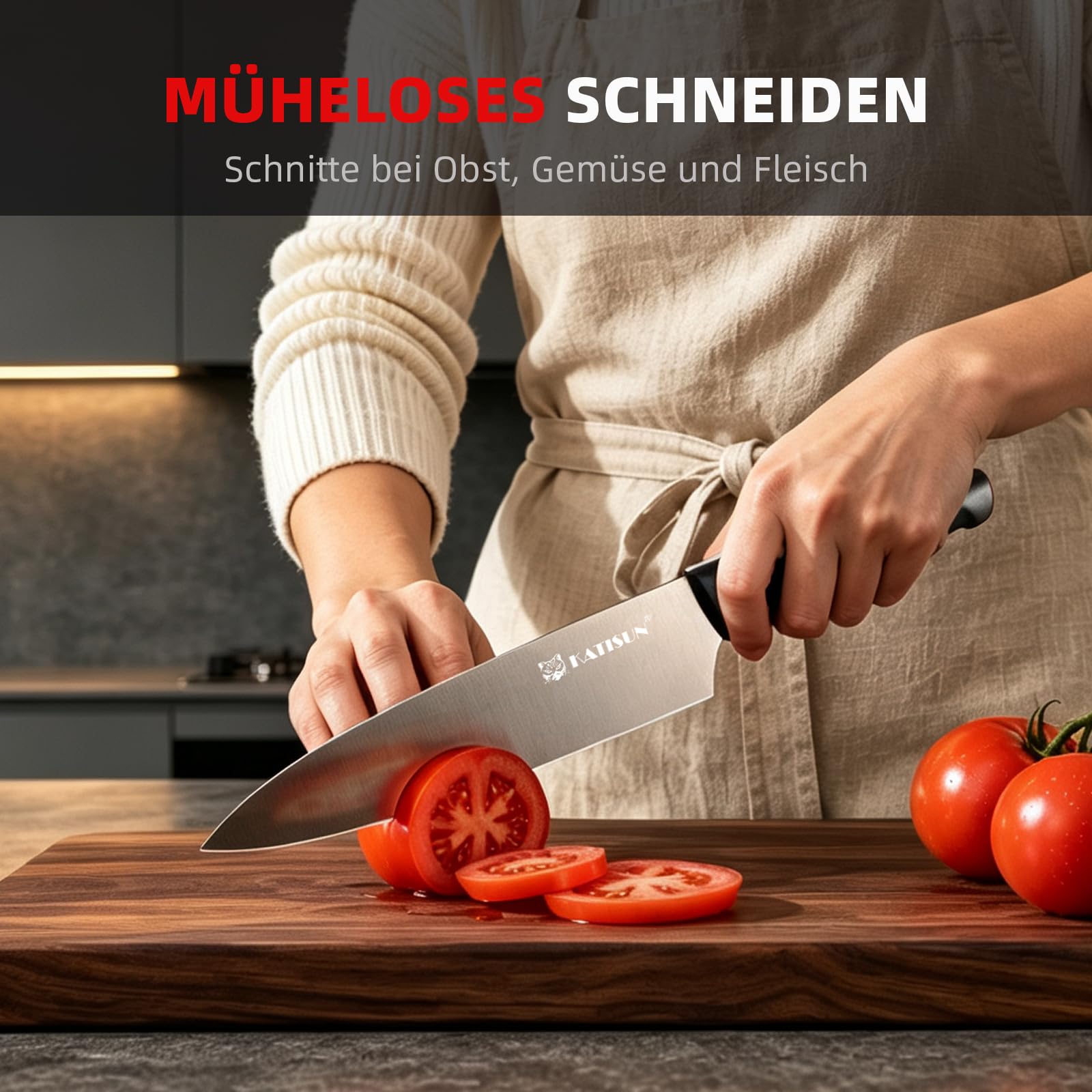 15-teiliges Küchenmesserset mit eingebautem Schärfer – titanbeschichtet, spülmaschinengeeignet, schwarz