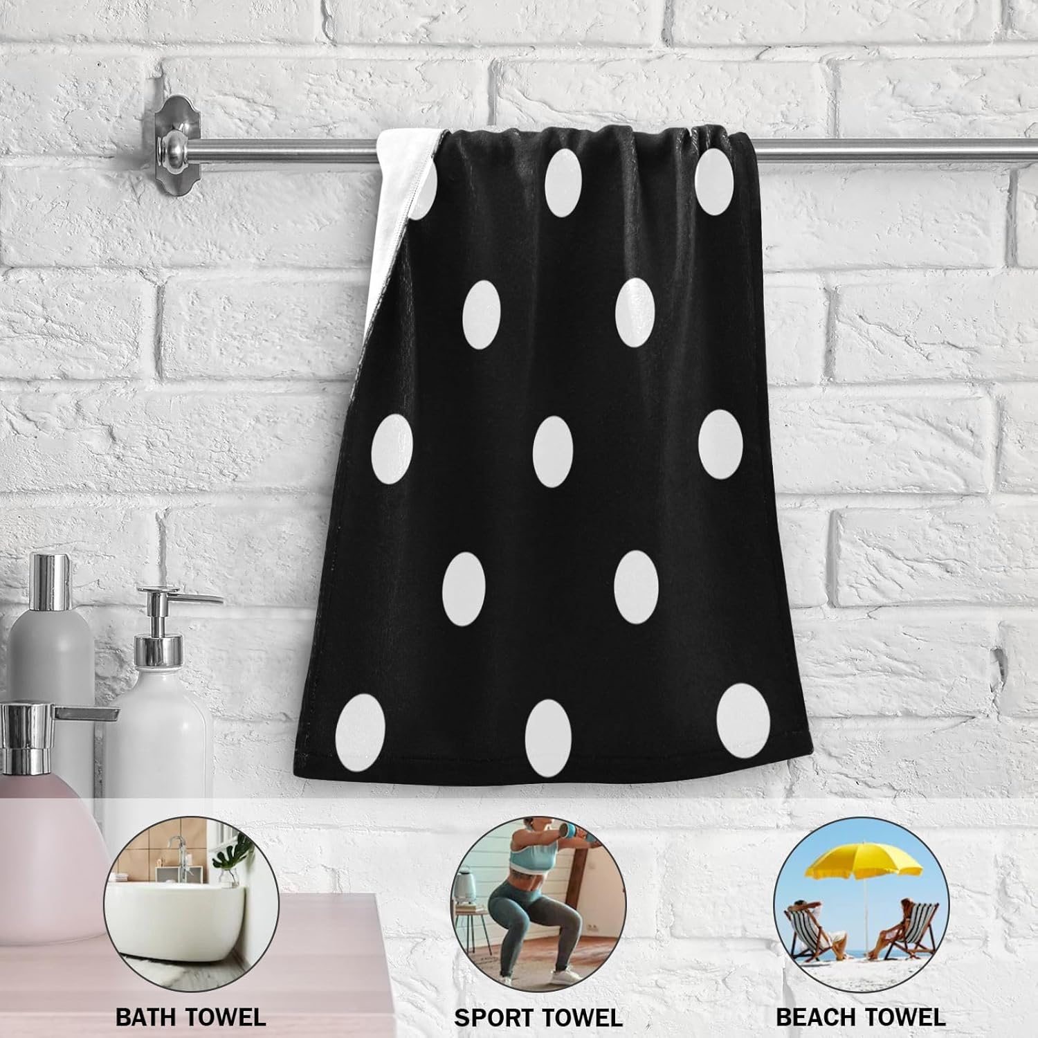 2 Pack Polka Dots Hand Towels Soft Absorbent Vintage Black and White Spot Doodle Pattern Bathroom Decor 14"x28" Abstract Modern Guest Face Bath Towels,Decorative Towels for Bathroom,Kitchen - Image 5