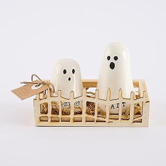 Halloween Ghost Salt & Pepper Set, assembled 3 1/4" x 4 1/2"