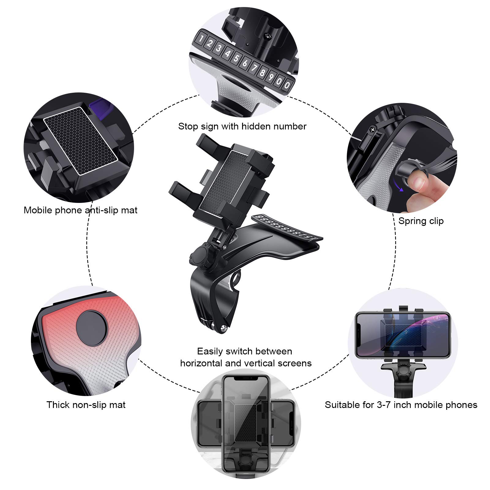 Supporto Telefono Auto XUKEY 360&deg; Universale Per Cruscotto E Vetro Con Ventosa