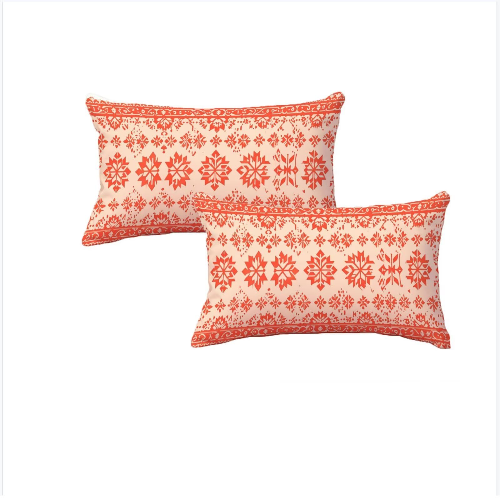 Housse Coussin 50x70cm Noël Orange en Velours | Lot de 2 Impermeable