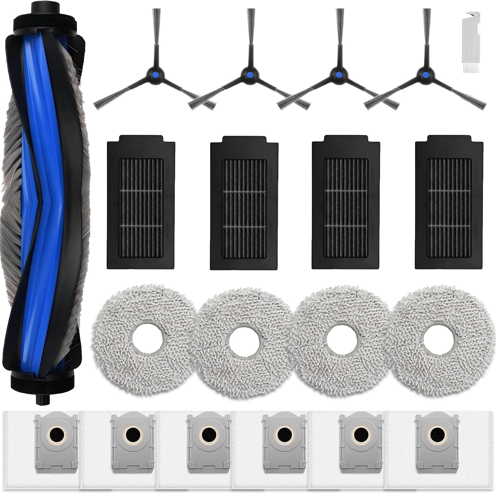 Akcesoria do ECOVACS DEEBOT T50 Pro Omni/ T50 PRO OMNI Gen2 robot odkurzający, 1 szczotka główna, 4 filtry, 4 ściereczki, 6 worków, 4 szczotki boczne