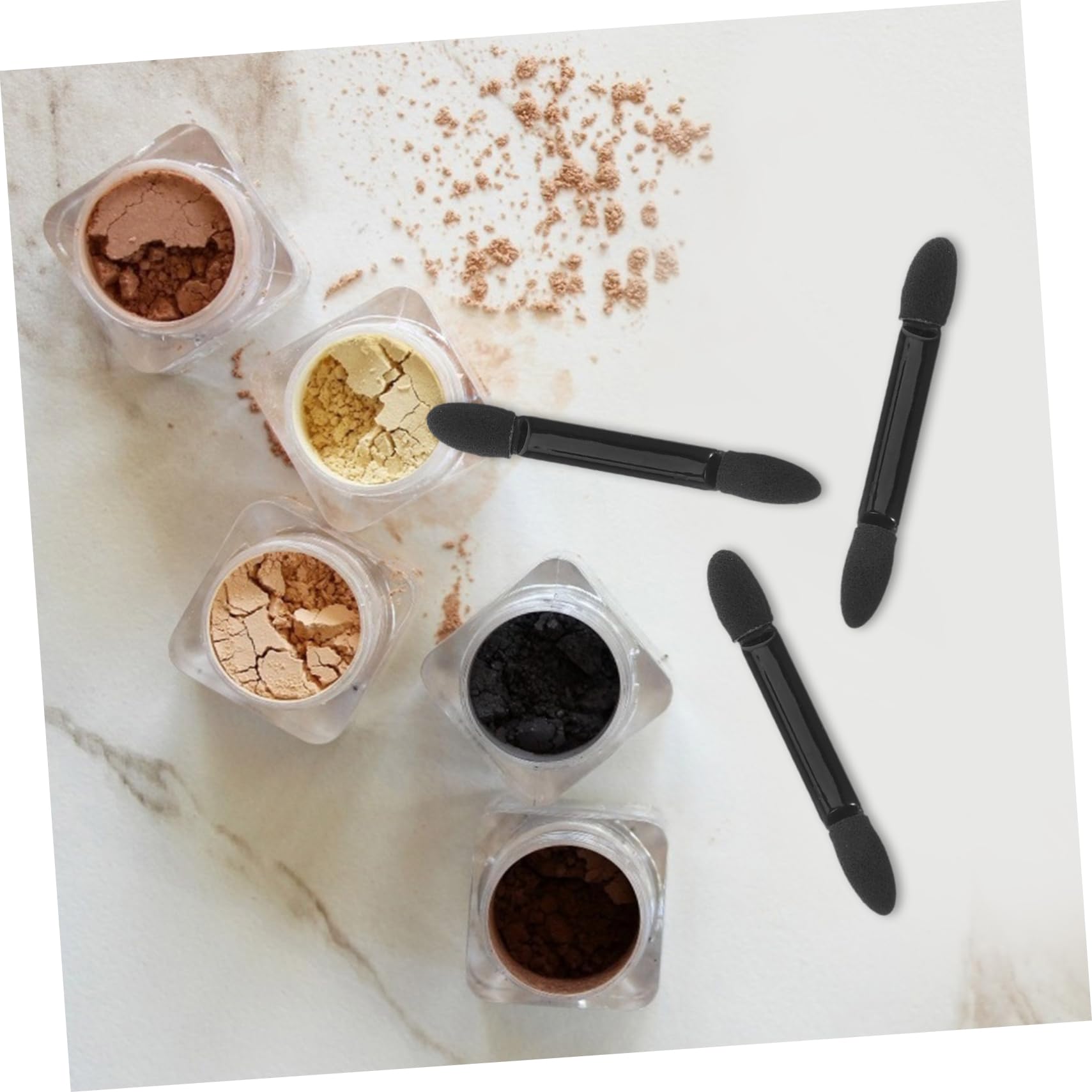 Gogogmee 50-piece Set of Long Handle Sponge Eyeshadow Applicators Dual-sided Makeup Brushes for Eye Shapes