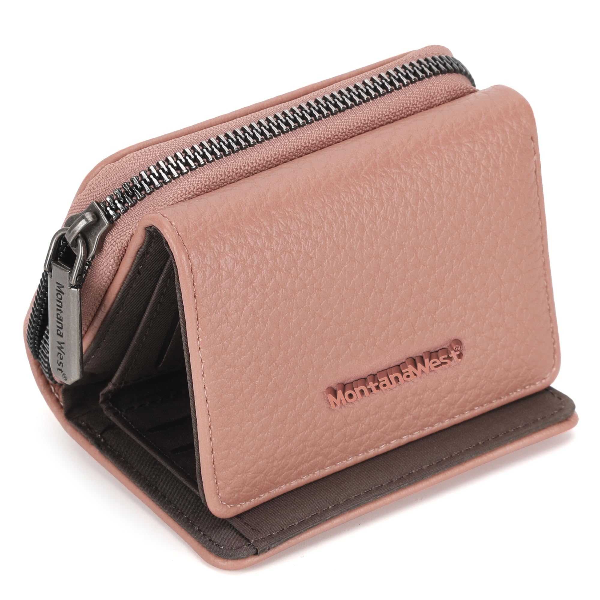 Montana West Women's Wallet Slim Trifold Card Holder RFID Blocking with Zipper Coin Pocket