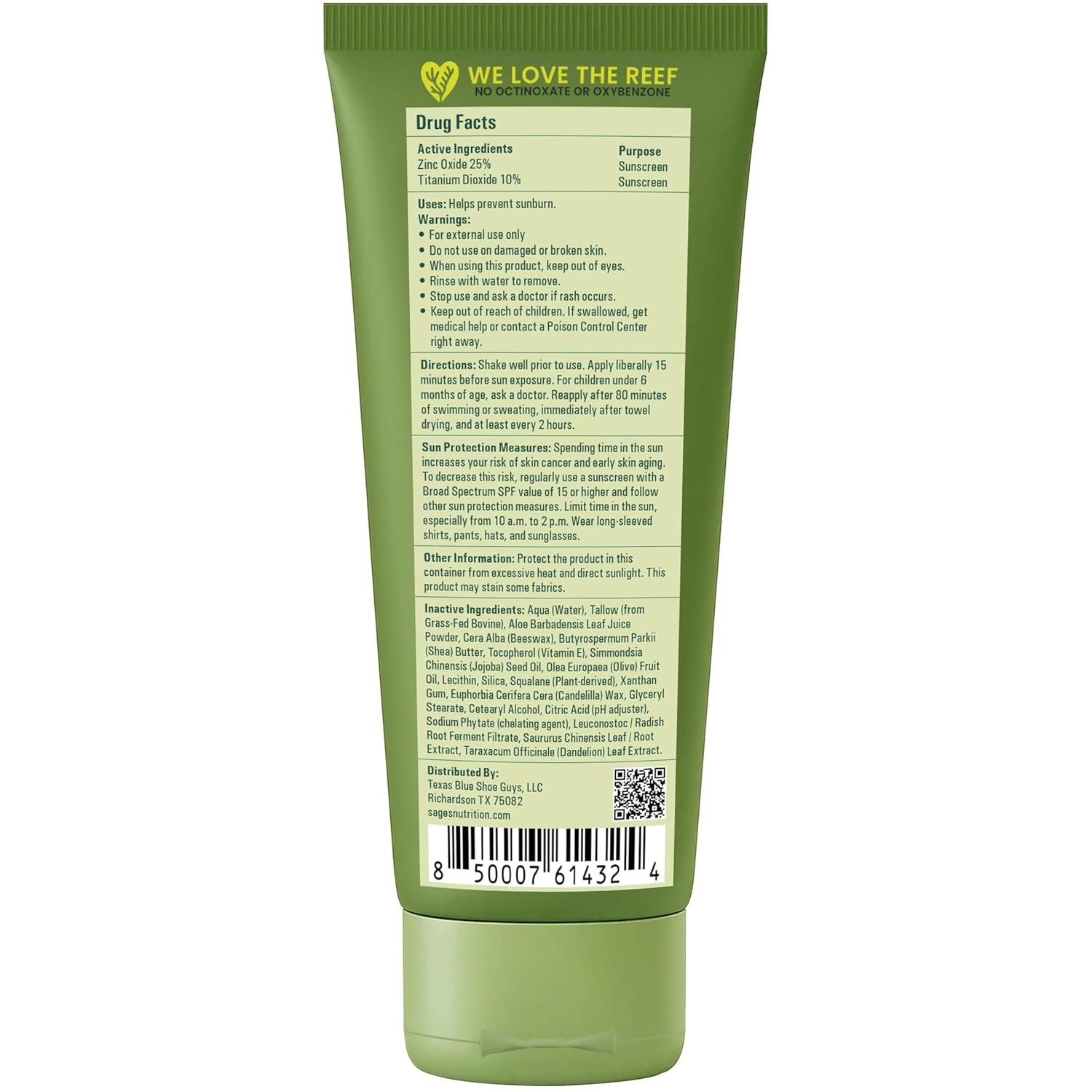 100% Mineral Sunscreen SPF 50 with Non-Nano Zinc Oxide — Reef Safe UVA/UVB Broad Spectrum Sunblock, Water Resistant 80 Min, Moisturizing Tallow Lotion for Face & Body, 3.4 fl oz - Image 8