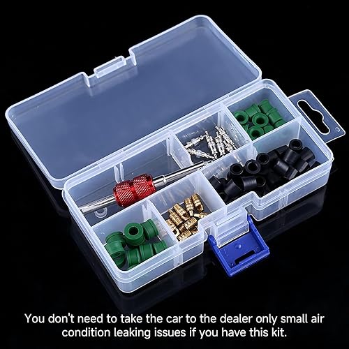 Miniatura 5 de 71 juntas de manguera HVAC Kit de reparación de aire acondicionado incluye 10 núcleos de válvula, 50 juntas de manguera, 10 válvulas y herramientas