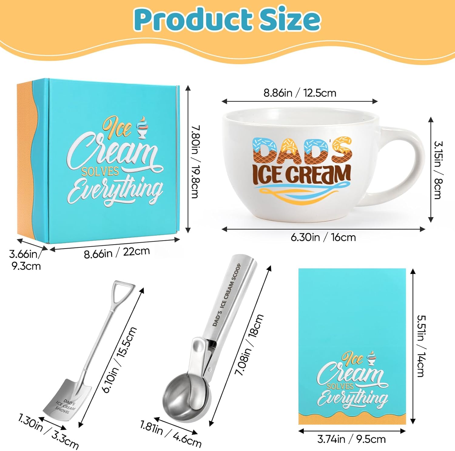 Gifts for Dad Ice Cream Bowl and Scoop Set Dad’s Father's Day Christmas Gifts from Daughter Son Ideal Xmas Birthday Present - Image 7