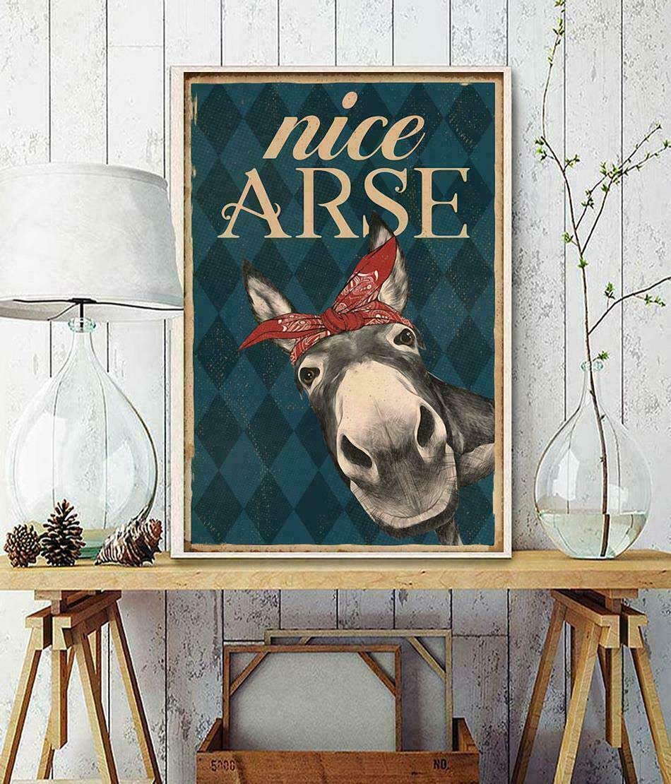 Biopracess Donkey Bandana Nice Arse Poster Home Decor Art Wall Decor Metal Sign Poster 8x12 inches