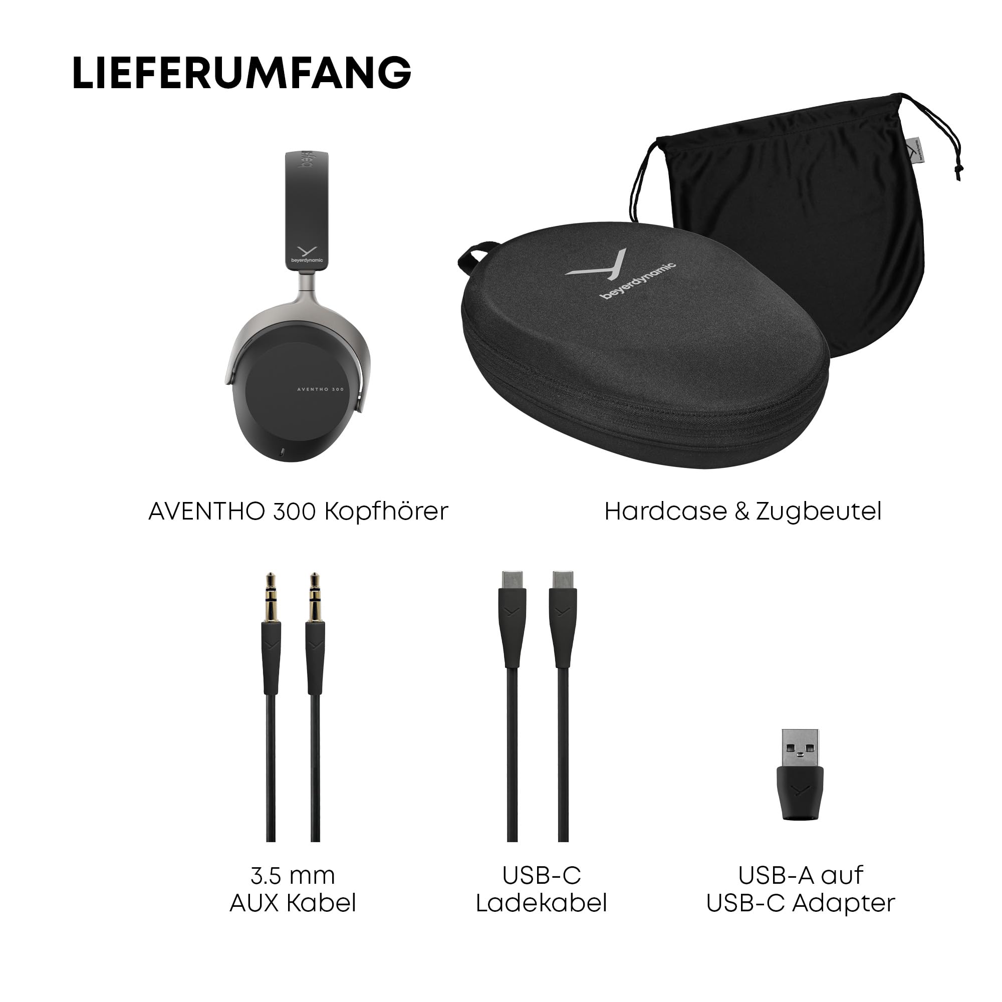 beyerdynamic AVENTHO 300 Wireless Over-Ear Kopfhörer mit aktiver Geräuschunterdrückung, 50 ST Akkulaufzeit, Bluetooth® 5.4, 3D-Audio, mit STELLAR.45, in schwarz - neues Update per App verfügbar
