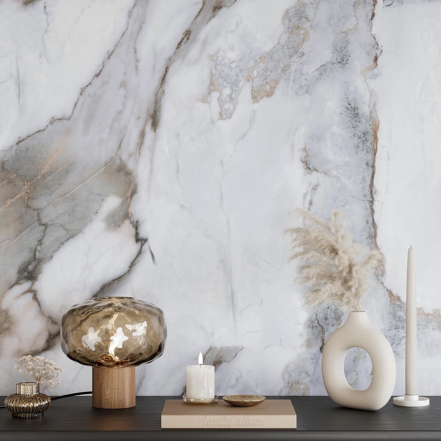 VEELIKE 15.7''x354'' Matte Slate White Marble Countertop Contact Paper Counter Top Peel and Stick Waterproof Marble Contact Paper for Kitchen Countertops Peel and Stick Marble Wallpaper for Walls Desk