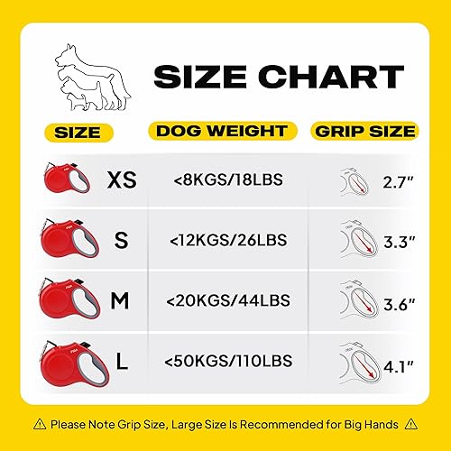 Miniatura 7 de Fida - Correa retráctil para perro 16 pies resistente para mascotas para perros o gatos de tamaño XS S M y L de hasta 110 libras sin enredos Freno