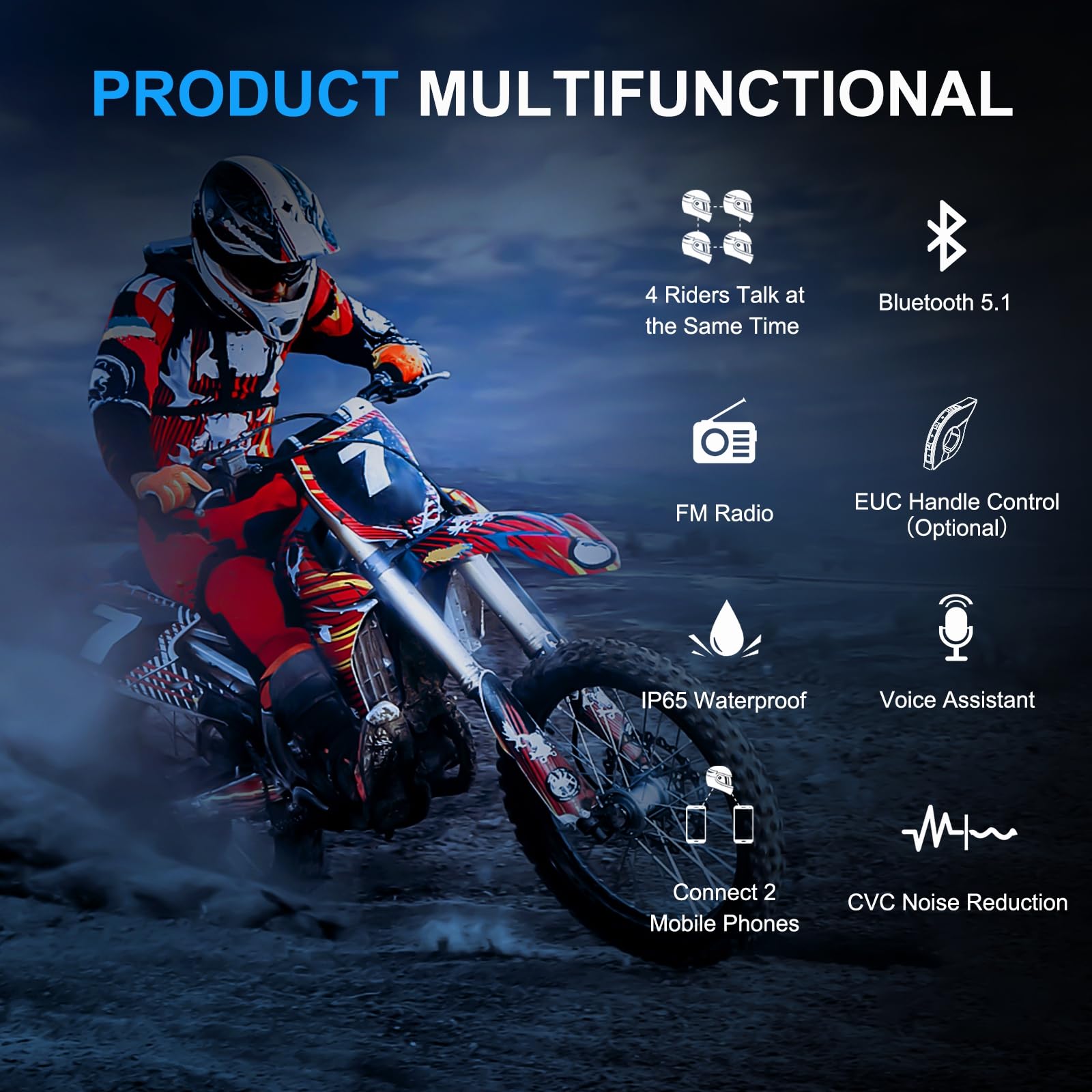 V4 Plus Sistema de Intercomunicación para Cascos de Moto Bluetooth, 1.500 m de Alcance, Comunicación Grupal para 4 Usuarios, Motociclismo, Árbitros de Fútbol, Esquí y Quad/Trail (3 Unidades)