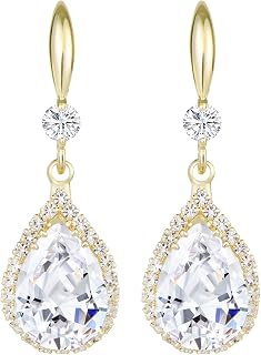 Imitation Diamond Dangle Earrings for Women Trendy, Rhinestone Drop Chandelier Earrings, Teardrop Crystal Cubic Zirconia Wedding Jewelry Set, 14K Gold/Rose Gold/Silver Tone