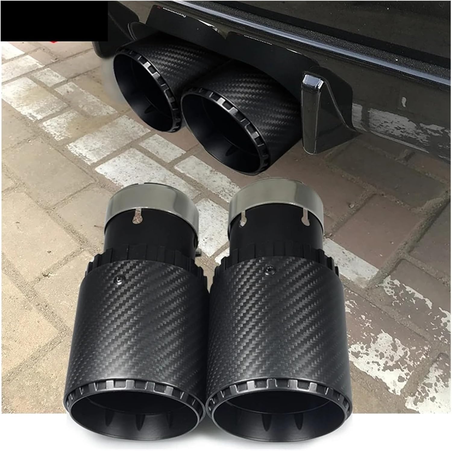 VWゴルフに適合するカーボンファイバーテールスロートカー排気ノズル改造テールマウス弾丸ヘッドオールダムブラック(Inlet51mm 