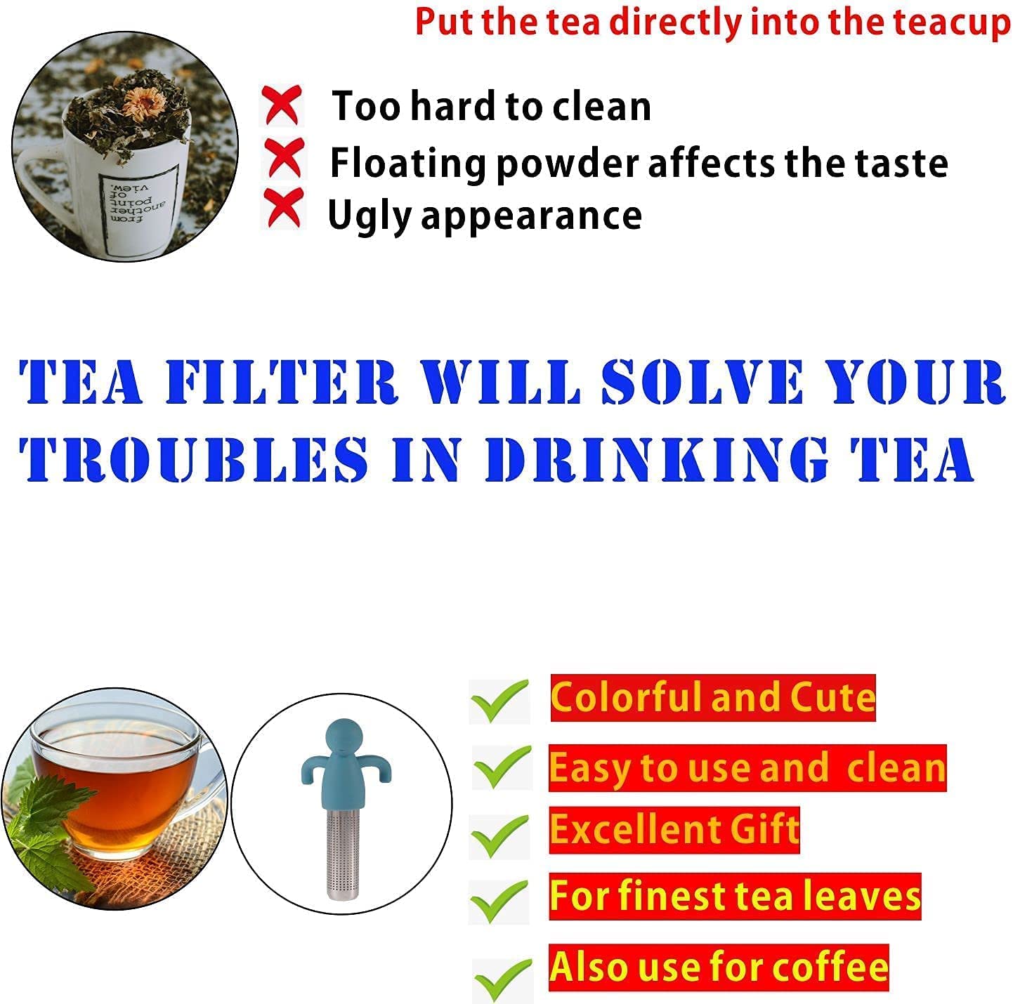 Kreative Teesiebe In Menschenform - 2 Stück Aus Edelstahl Mit Langem Griff