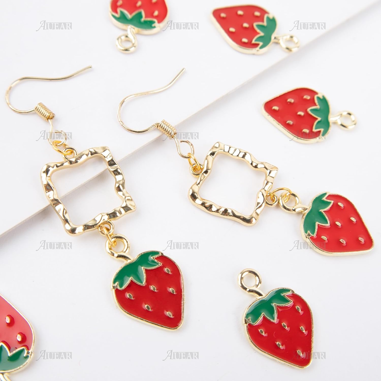 AUEAR, 30 Pack Strawberry Enamel Charms Pendant for DIY Jewelry Making Craft Findings - Image 4