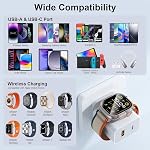 Pour Apple Watch Charger, 20W Double port USB C Wall Charger Plug Bloc de charge rapide pour iPhone, Chargeur de voyage pour iWatch Series Ultra10/9/8/7,Compatible avec iPhone 15/14/13 Series, blanc