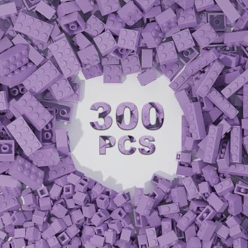 300pcs Classic Building Bricks Apricot Bulk Light Purple Bricks Compatible with Lego and Major Brand Parts and Pieces, Creative Building Blocks Toys for Boys Girls 6 7 8 9 10 Years Old