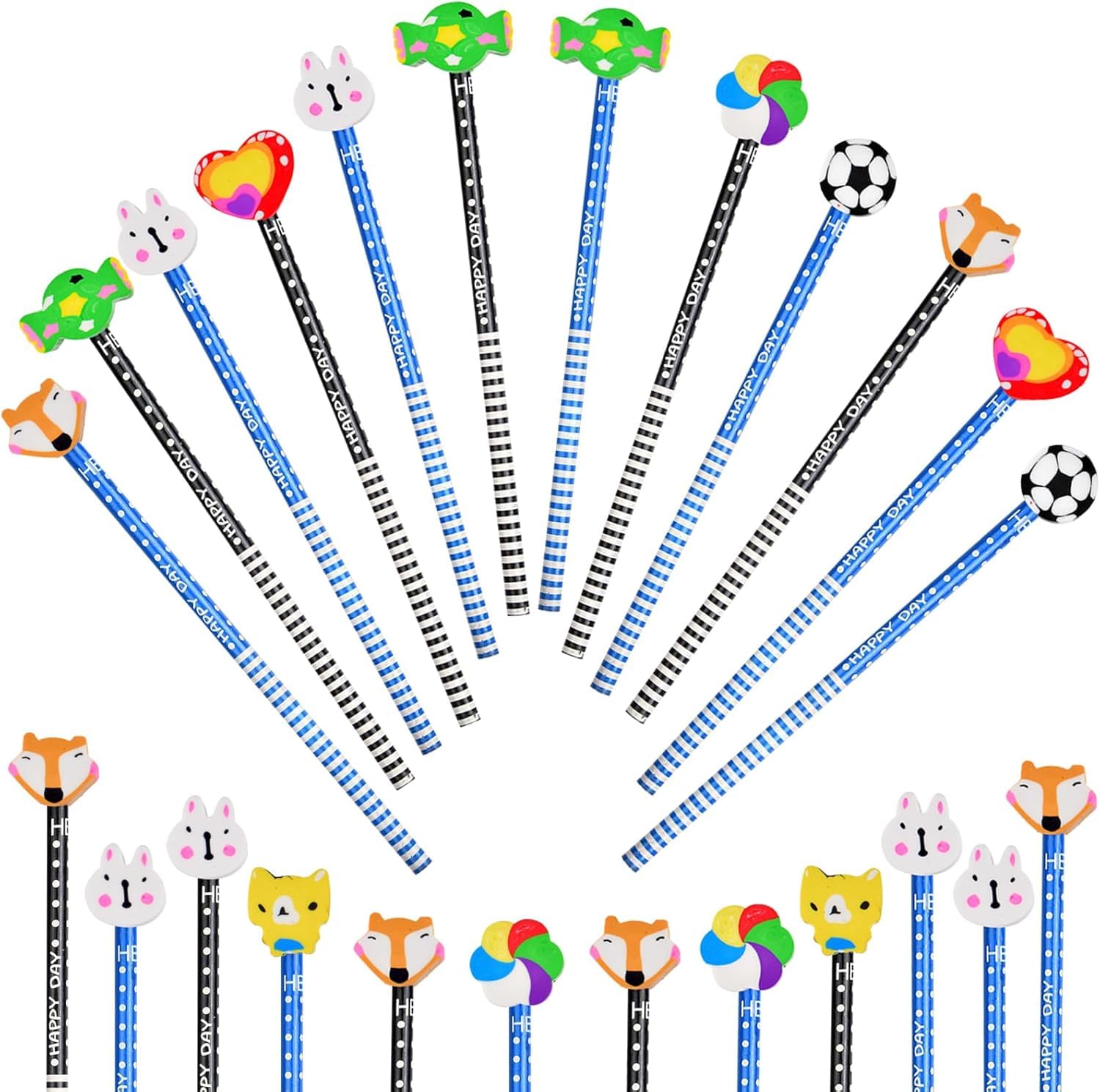 ZeYou 24 pcs Lápices de Madera, lapiz infinito, Lápices Dibujos Animados, Lápiz Eterno Animales Kawaii, Lapiz Infinito Niños, Lapices Regalos Cumpleaños Niños colegio,Detalles Cumpleaños Niños