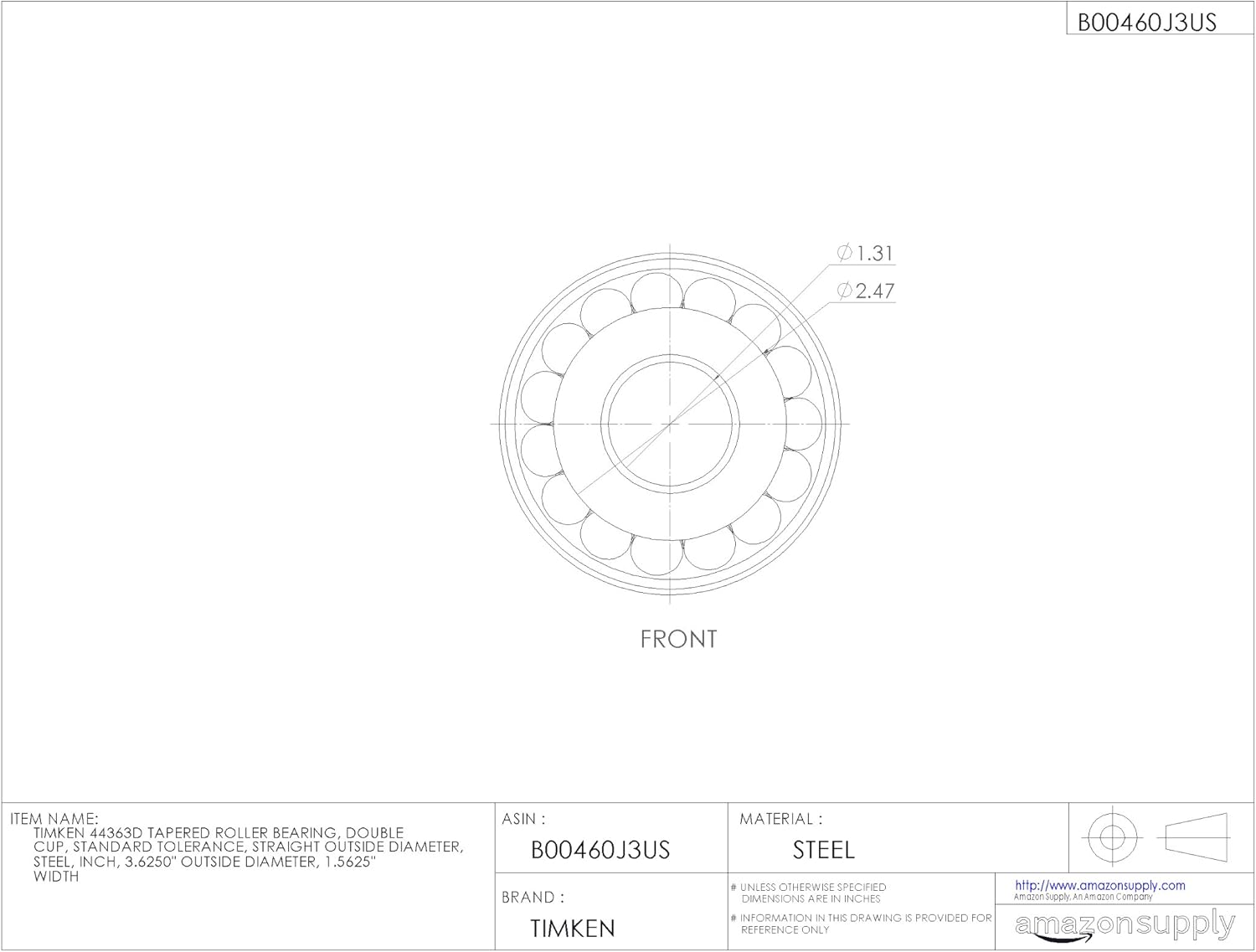 Timken Tapered Roller Bearing Cup - 44363D