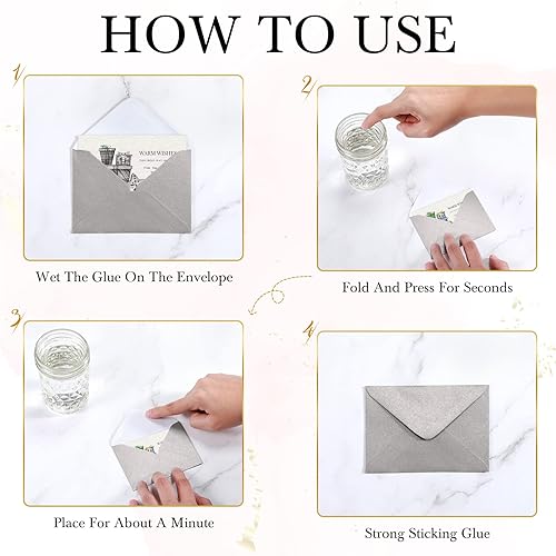 Miniatura 7 de Yahenda 200 sobres pequeños para tarjetas de regalo, bolsillo de boda, sobres de papel pequeños para tarjetas de regalo, sobres para tarjetas de