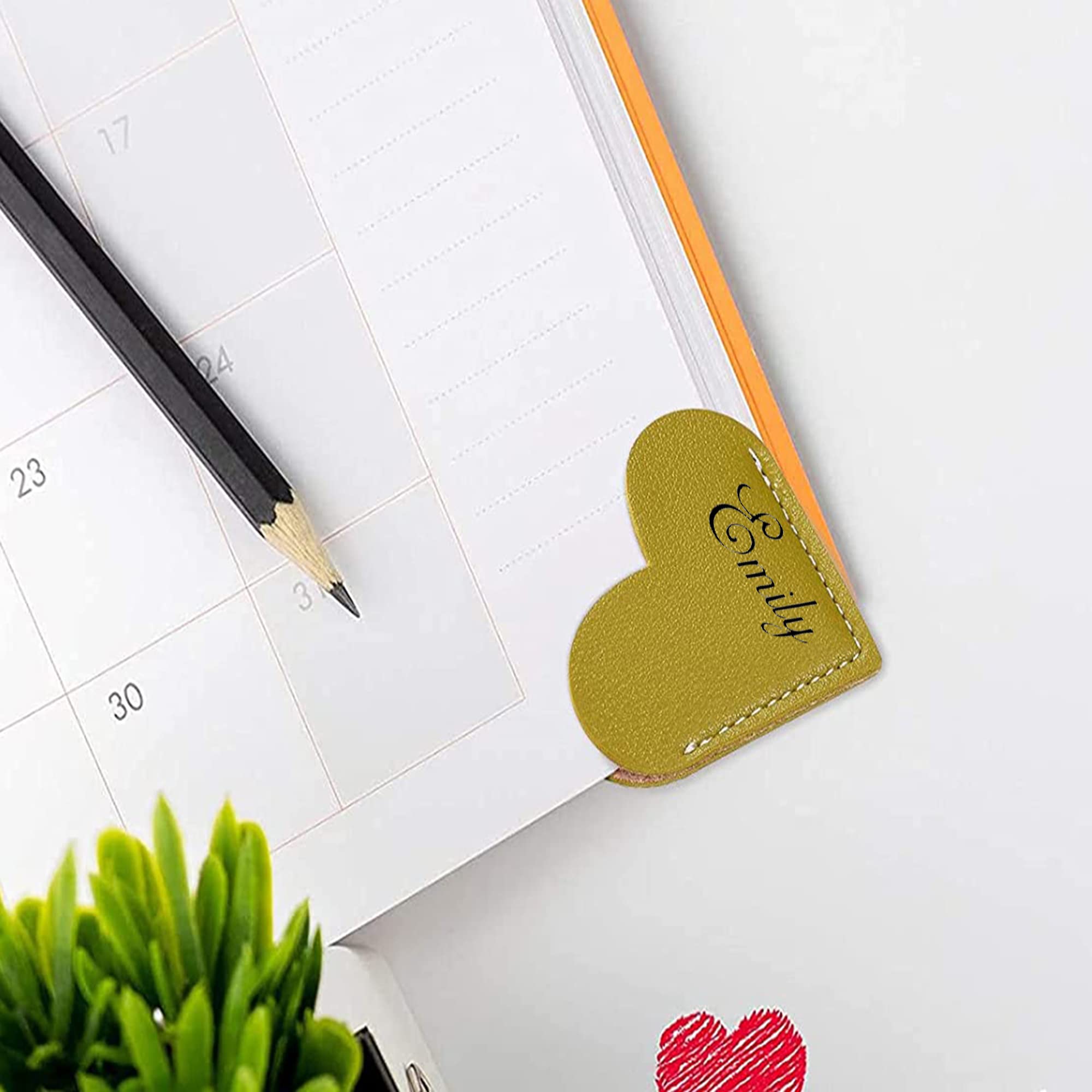 Amazon.com: Leather Bookmark Personalized Heart Page Corner