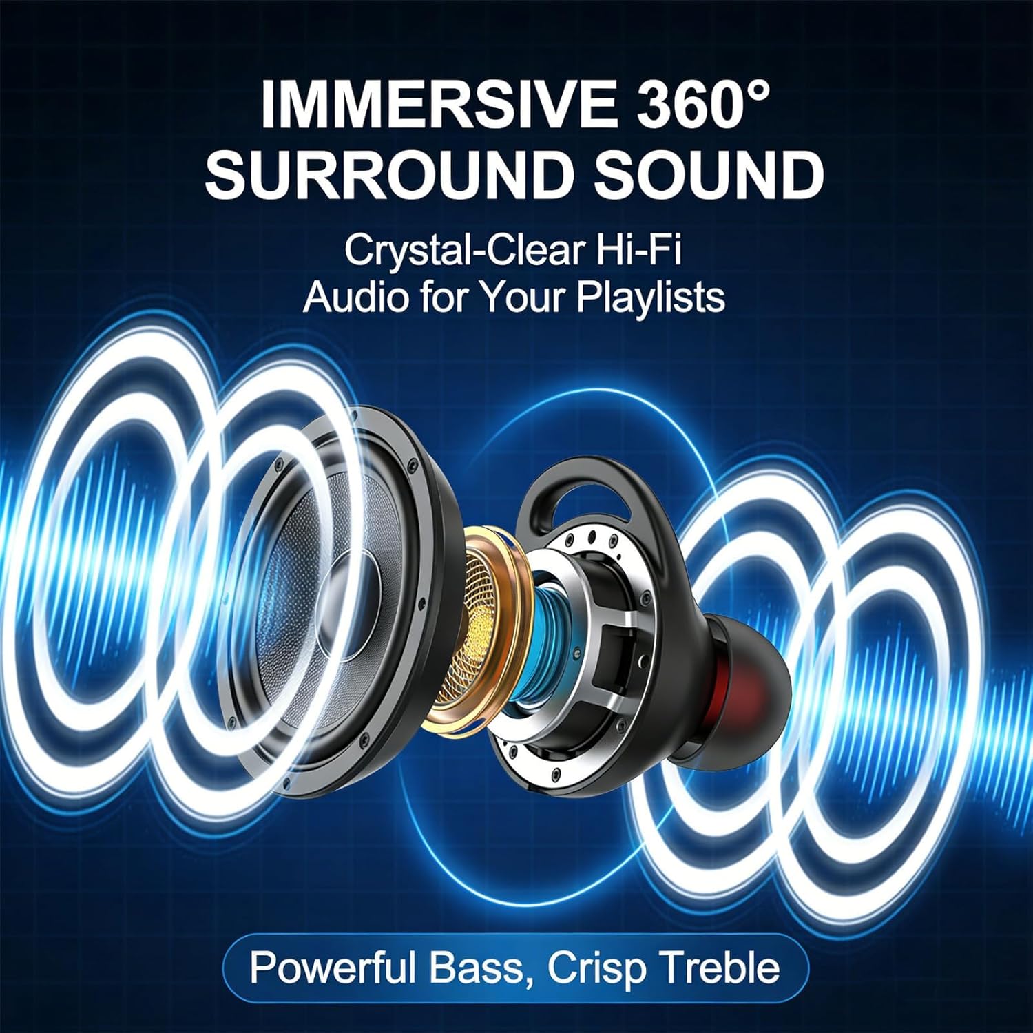 Hi-Fi Sports Bluetooth 5.4 Ear-Hook Headphones with Noise Cancelling, Secure-Grip Sweatproof Earbuds, Dynamic 14mm Drivers, Low-Latency Game Mode, Ipx5 Waterproof, Real-Time Translation (black+purple)