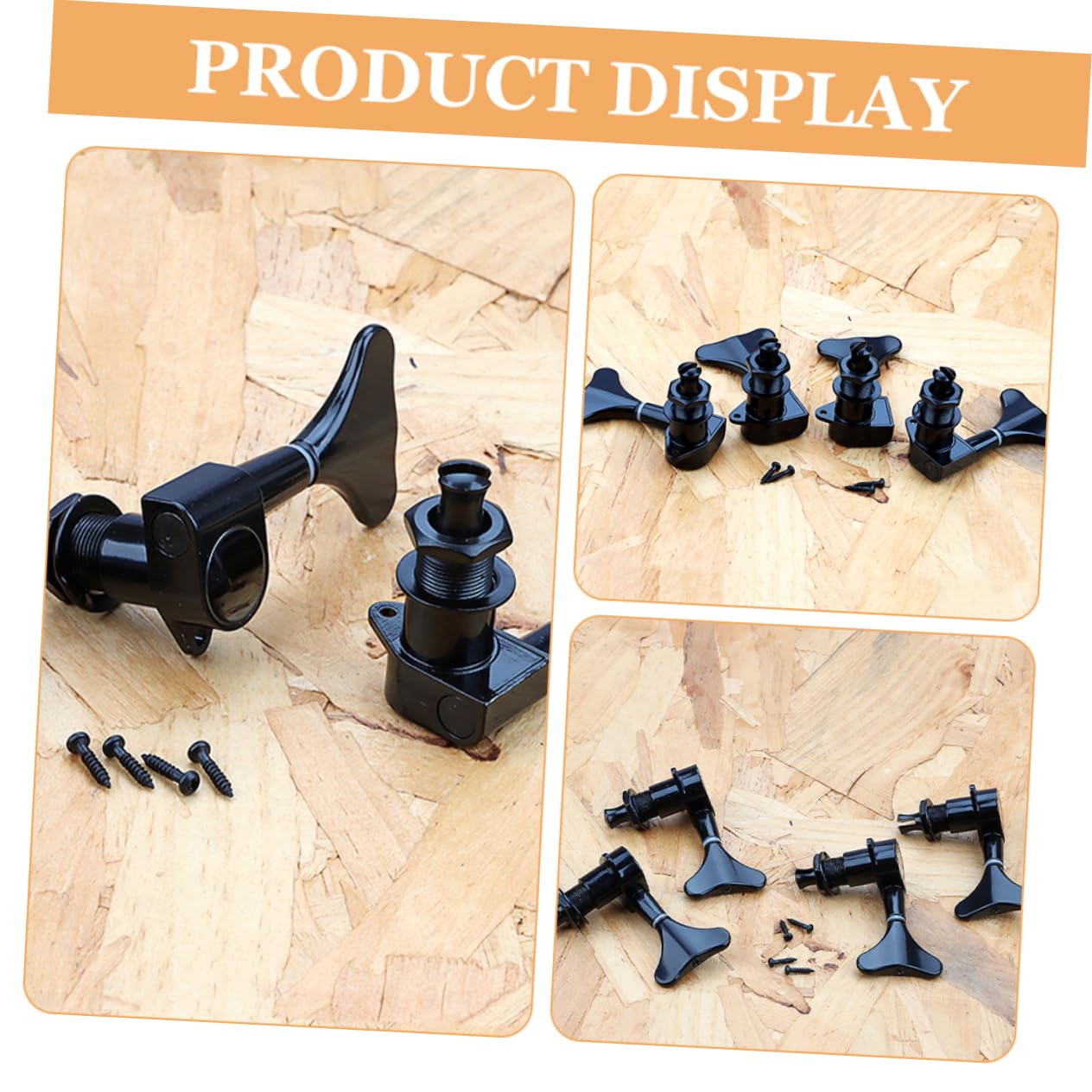 BESTonZON Bass Guitar Replacement Parts 4pcs Classic Bass Tuning Pegs Metal Tuning Peg for Bass Player Part