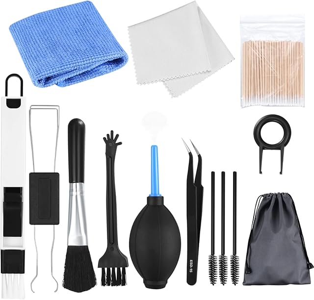 14 in 1 Keyboard Cleaning Kit, Laptop Cleaning Brush Kit, Computer PC Electronics Dust Cleaner Removal Kit, with Keycap Puller, Switch Puller, Keyboard Cleaning Brush and Wipe Kit