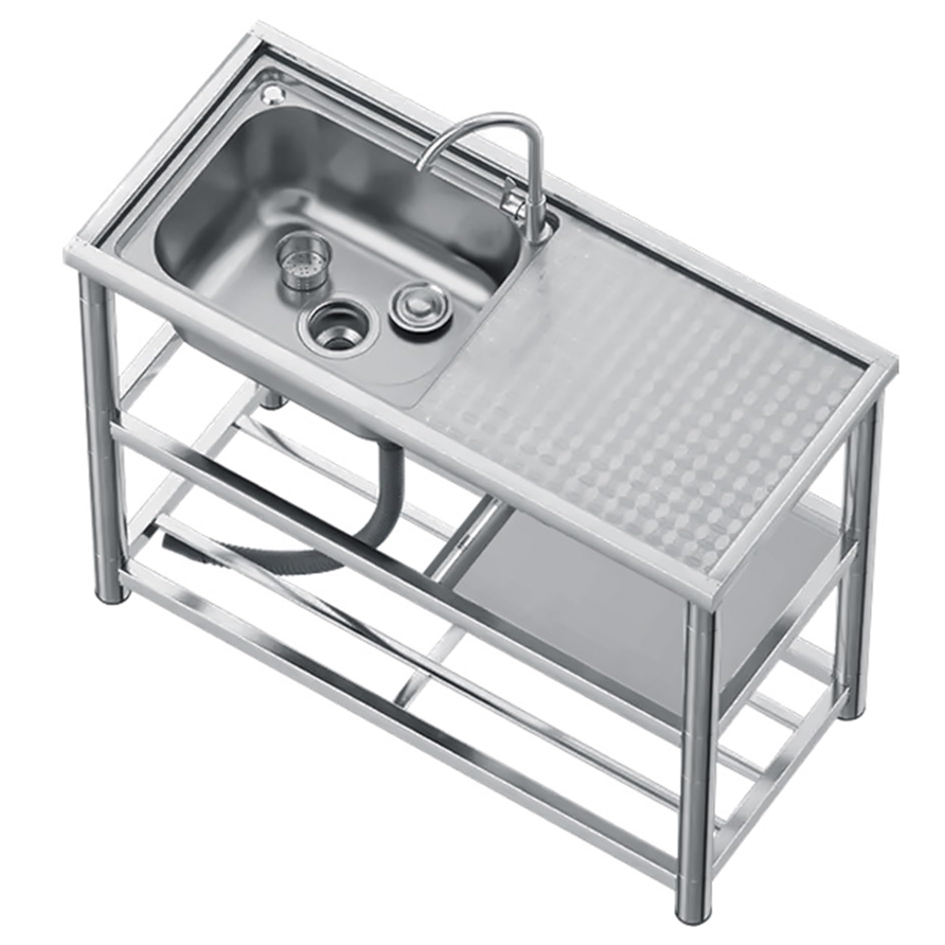ZYCHSJXA Portable Stainless Steel Utility Sink with Faucet & Drainboard Ideal Hand Washing Station for Kitchen Garage Garden and Commercial Use
