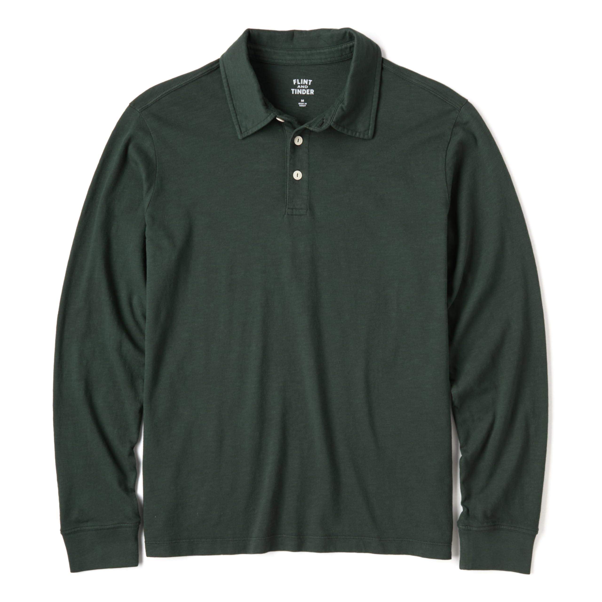 Flint and Tinder The Vintage Slub Long Sleeve Polo, Mens Longsleeve Polo Shirt
