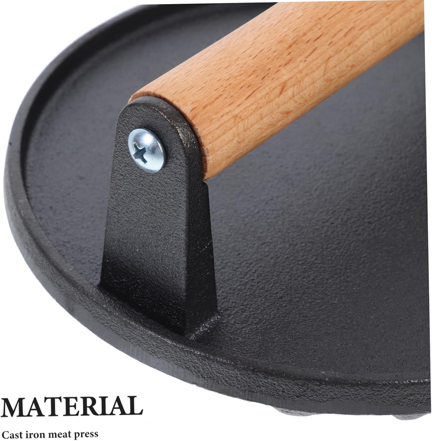 2pcs Manual Meat Press Cast Iron Flat Grill Press for Hamburgers Bacon and Steaks with Wooden Handle for Griddles Ovens and BBQ Cooking