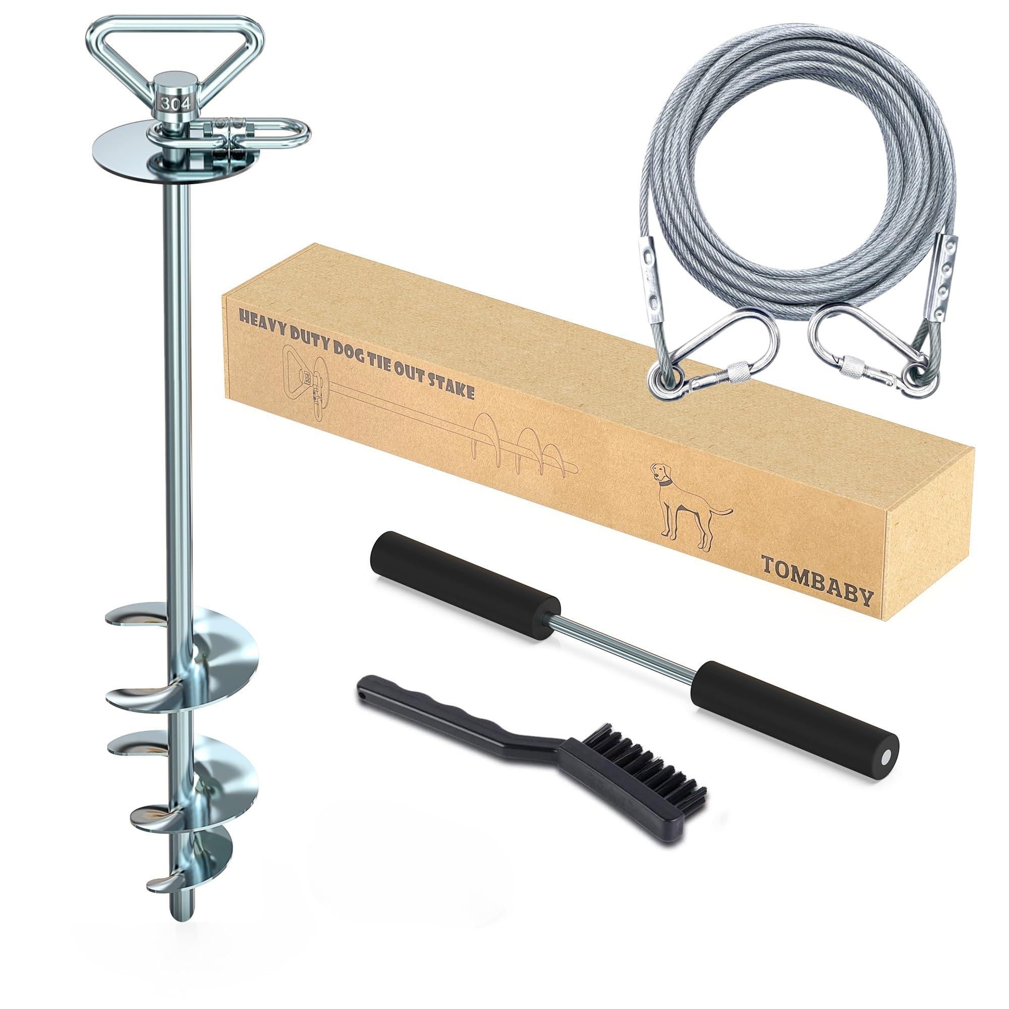 TOMBABY Dog Tie Out Cable and Stake