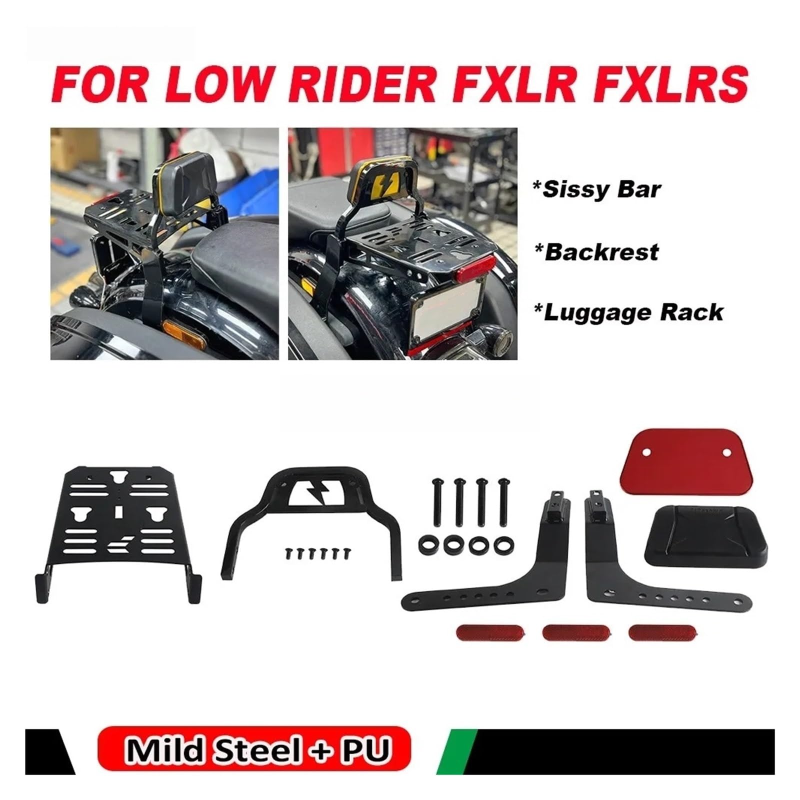 Zdejmowane oparcie Poduszka oparcia pasażera motoc Pasuje do Harley Softail Low Rider S FXLRS 2020-2025 oparcie motocykla zdejmowana barierka bagażowa Sissy Bar(Chrome)