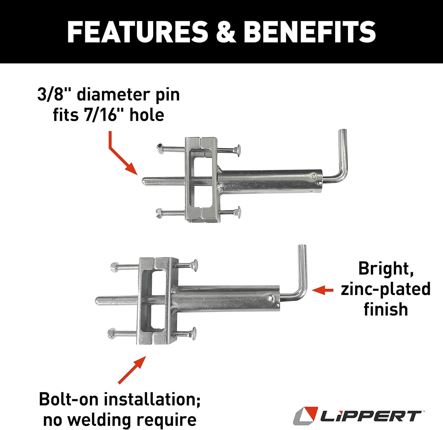 Lippert Components 308287 Quick Release Pull Pin for Fifth Wheel Landing Gear,Silver