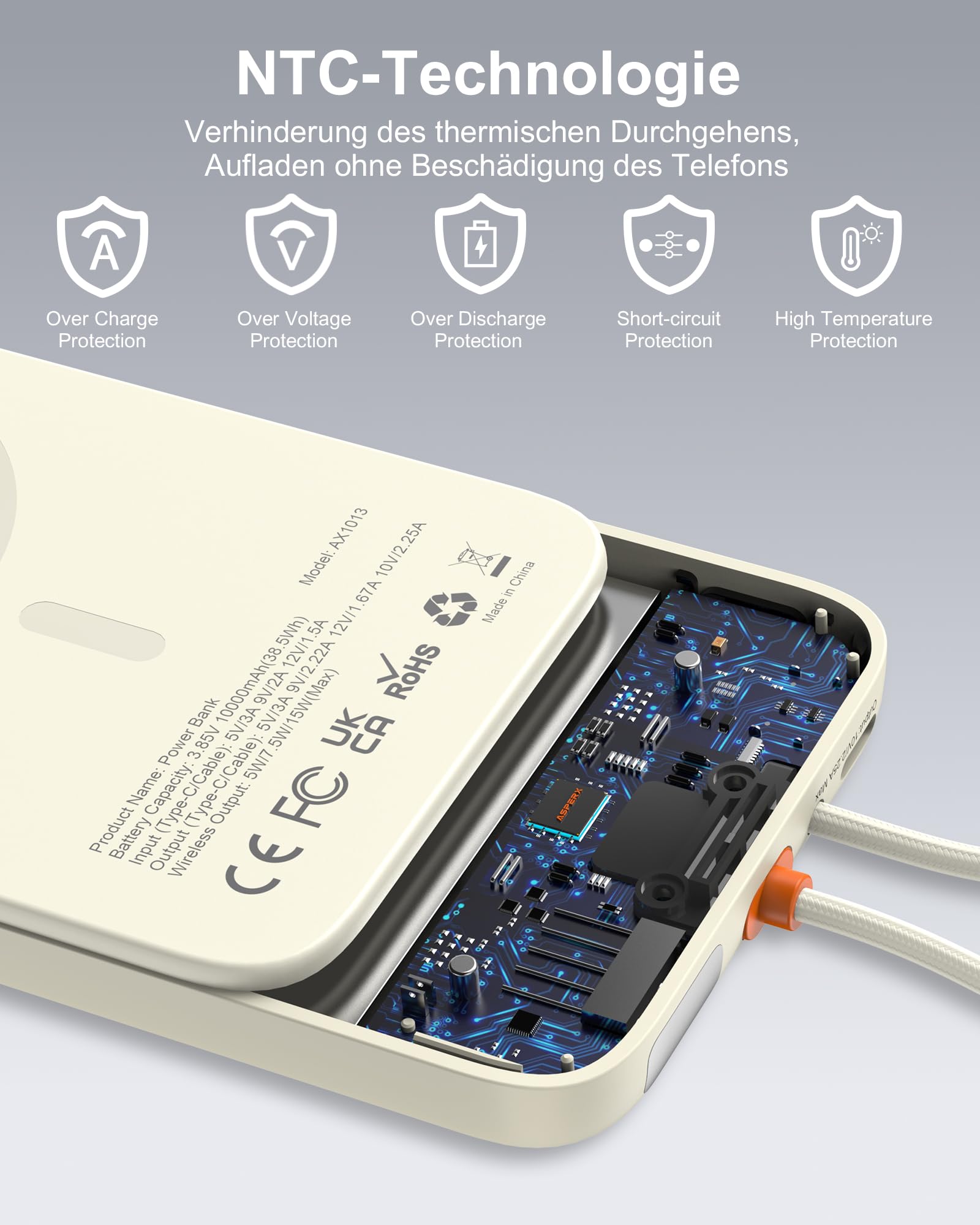 AsperX PD 22,5 W 10000 mAh Power Bank magnetico per MagSafe