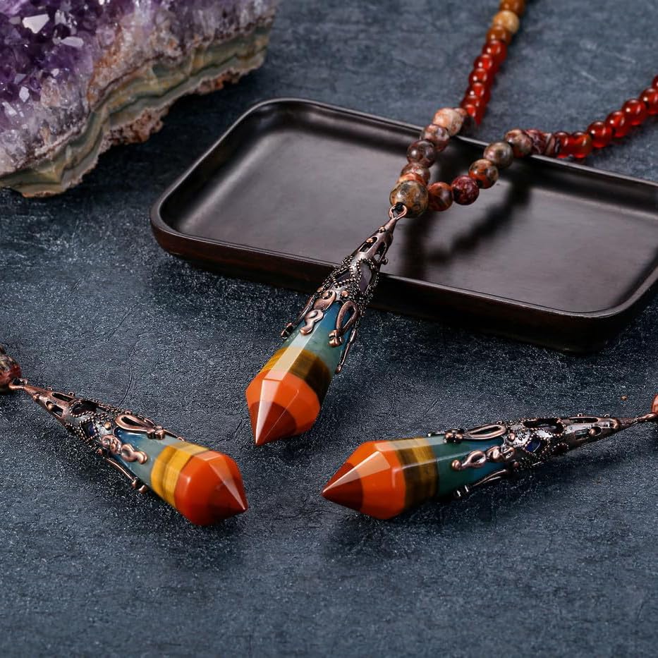 GEHECRST Natural 7 Chakra 108 Mala Prayer Beads Necklace with Reiki Healing Crystal Pointed Pendant 6mm Gemstones Beads Necklace Mens Womens Jewelry for Meditation, Protection - Image 8