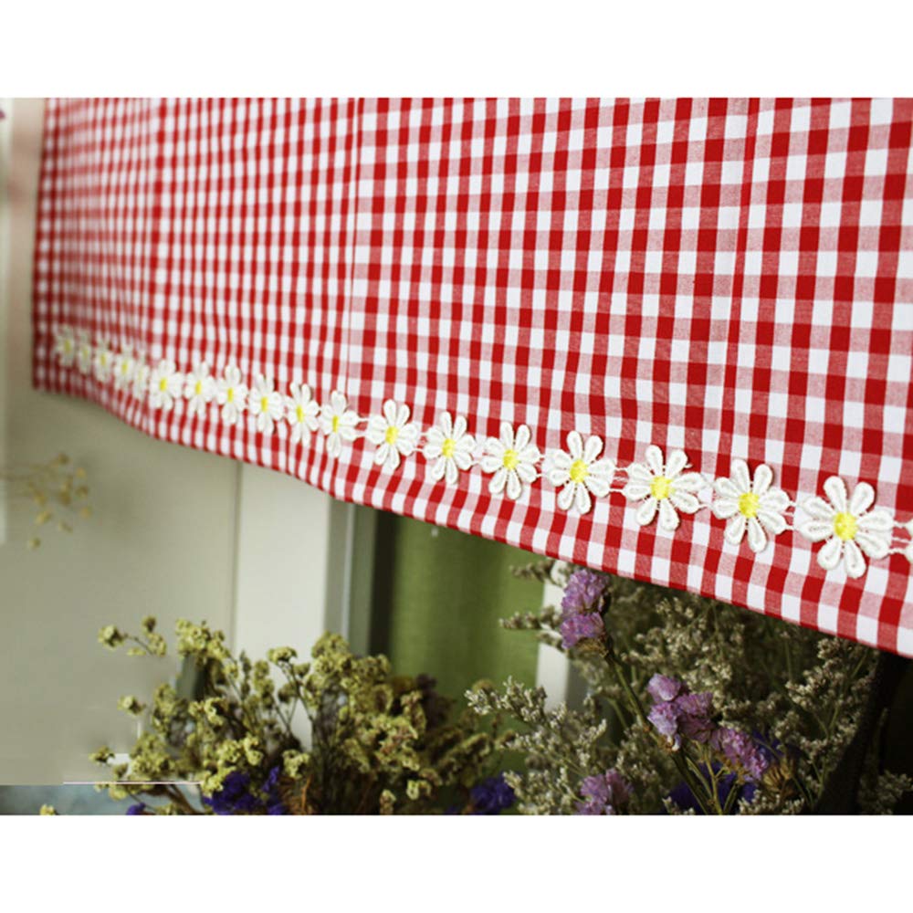 Mantovana Per Tenda In Cotone E Lino Rosso Ciliegia 120x40 Cm, Mezza Tenda Per Cucina E Finestre Piccole Con Tasca Per Asta